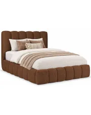 Brązowe łóżko tapicerowane z pojemnikiem 5 rozmiarów - Nuvessa w sklepie Edinos.pl