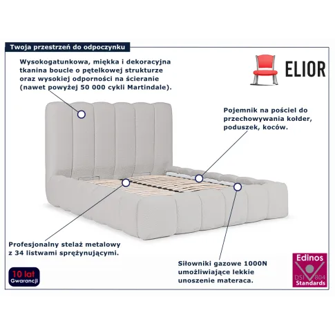 Łóżko tapicerowane Nuvessa jasnoszary