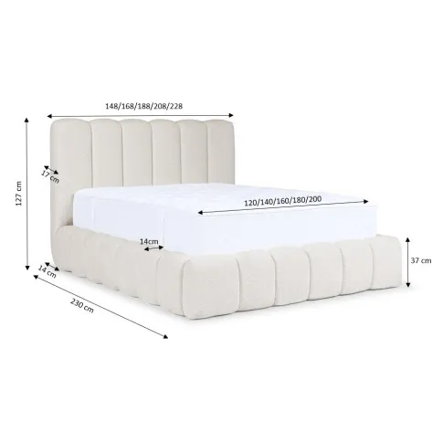 Wymiary łóżka tapicerowanego Nuvessa