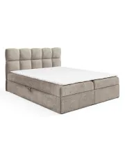 Beżowe łóżko z pikowanym zagłówkiem 5 rozmiarów - Massilo w sklepie Edinos.pl