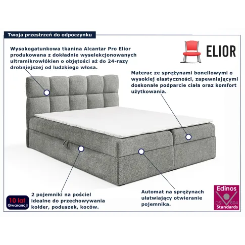 Szare łóżko z pojemnikiem Massilo