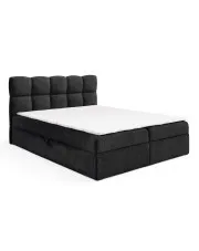 Czarne łóżko z pojemnikiem na pościel 5 rozmiarów - Massilo w sklepie Edinos.pl
