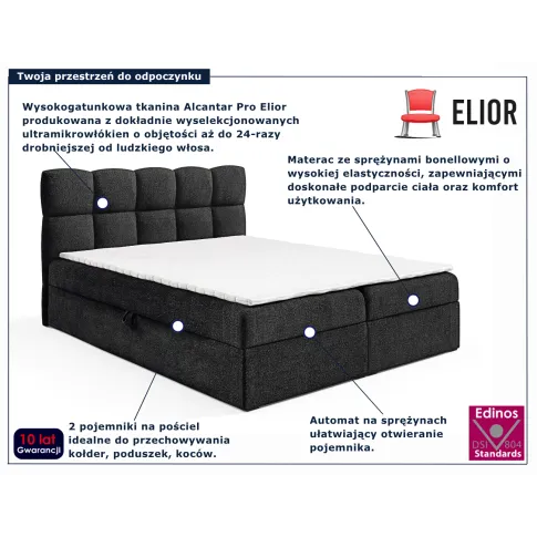 Łóżko tapicerowane Massilo czarne