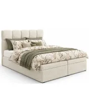 Kremowe łóżko kontynentalne z zagłówkiem 5 rozmiarów - Massilo w sklepie Edinos.pl