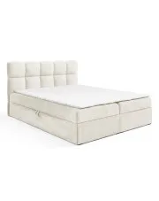 Kremowe łóżko kontynentalne z zagłówkiem 5 rozmiarów - Massilo w sklepie Edinos.pl