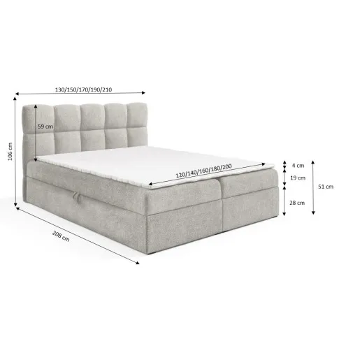 Wymiary łóżka tapicerowanego Massilo