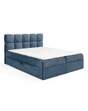 Niebieskie łóżko kontynentalne z pojemnikiem 5 rozmiarów - Massilo w sklepie Edinos.pl