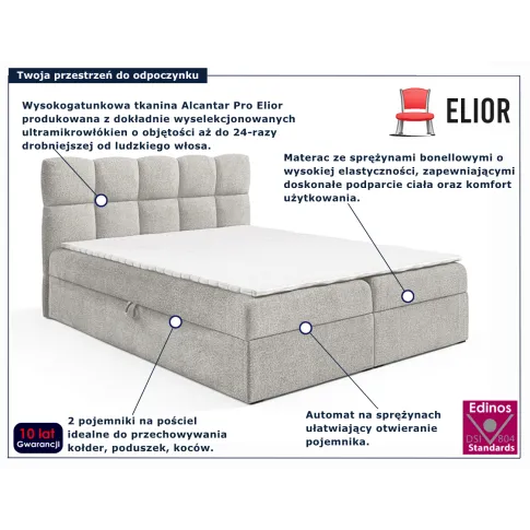 Łóżko tapicerowane Massilo jasnoszare