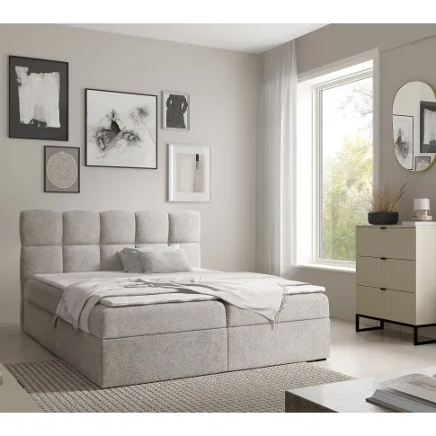 Wizualizacja wnętrza z jasnoszarym łóżkiem Massilo