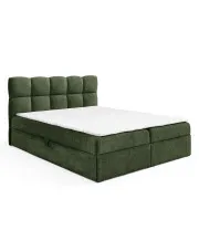 Zielone łóżko tapicerowane z pojemnikiem 5 rozmiarów - Massilo w sklepie Edinos.pl