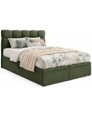 Zielone łóżko tapicerowane z pojemnikiem 5 rozmiarów - Massilo w sklepie Edinos.pl