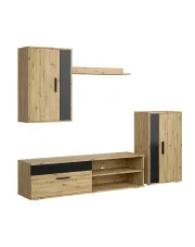 Nowoczesny zestaw mebli dąb artisan+czarny - Dondo w sklepie Edinos.pl