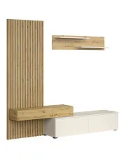 Komplet nowoczesnych mebli dąb artisan+kaszmir - Sindo  w sklepie Edinos.pl