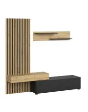 Komplet nowoczesnych mebli dab artisan + czarny - Sindo  w sklepie Edinos.pl