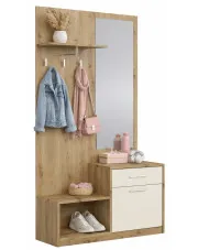 Garderoba z lustrem do przedpokoju dąb artisan + kaszmir -  Standi w sklepie Edinos.pl