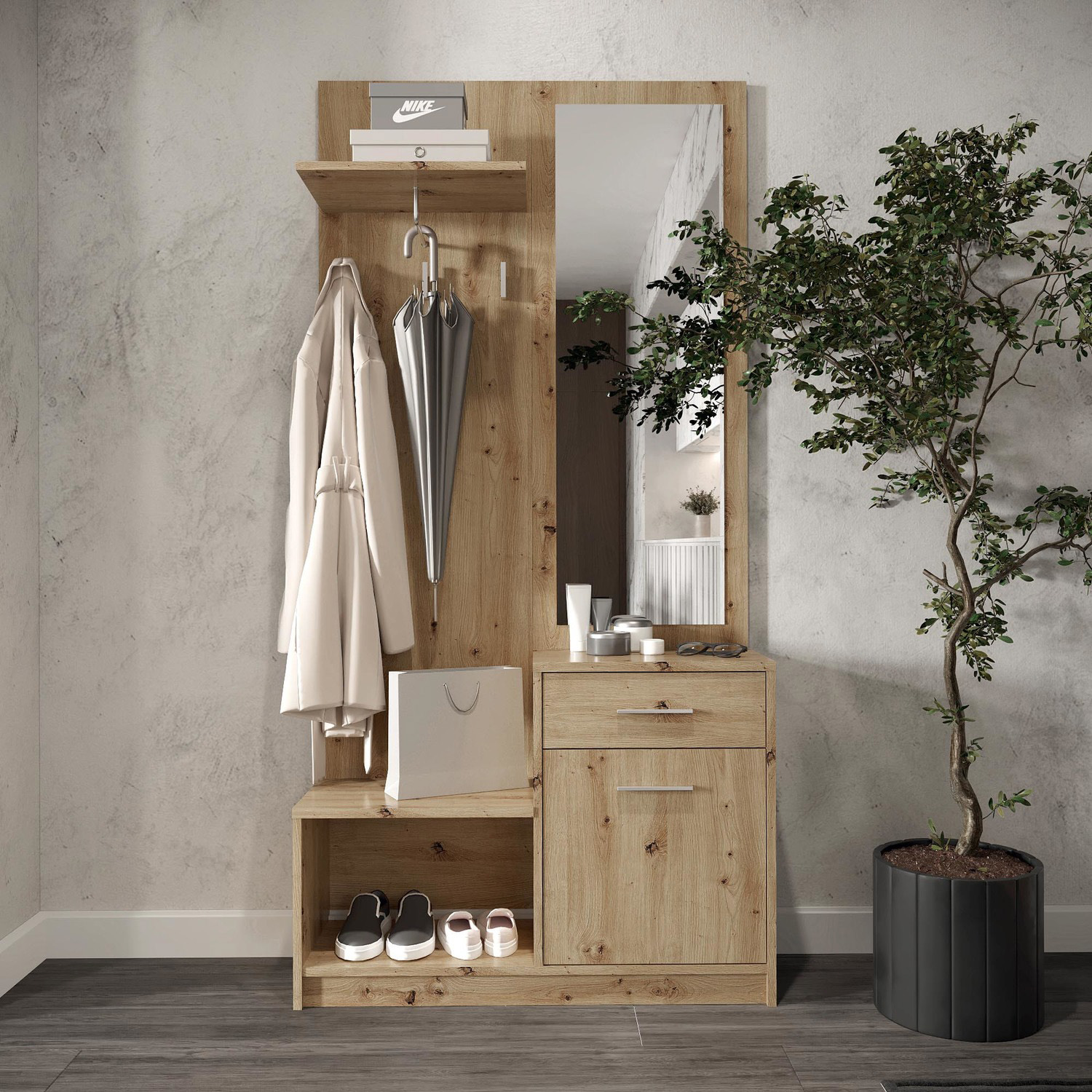 wizualizacja komletu mebli przedpokoju