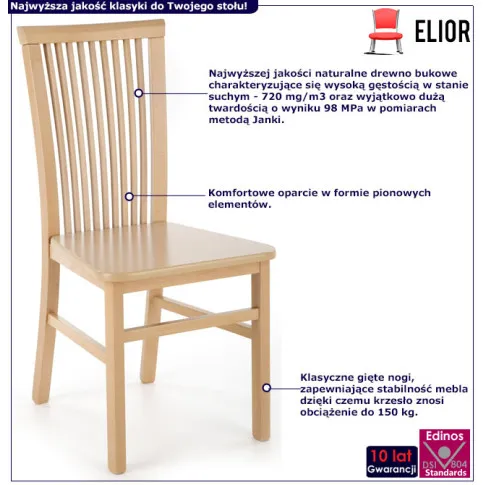 Fotografia Drewniane krzesło do klasycznego stołu dąb sonoma - Kensa 3X z kategorii Krzesła wg koloru/stylu