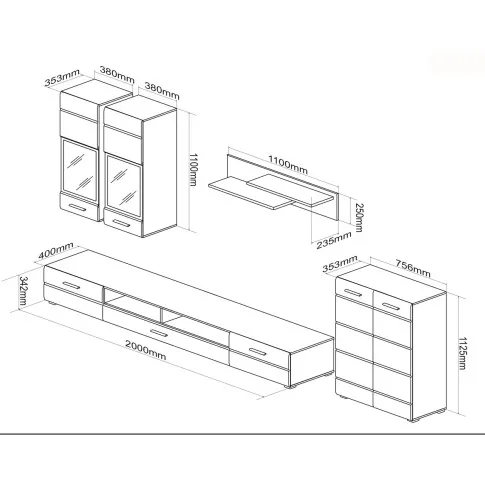 wymiary nowoczesnego kompletu Linko