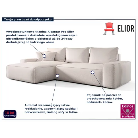 Narożnik z pojemnikiem Lusvane 3X kremowy 