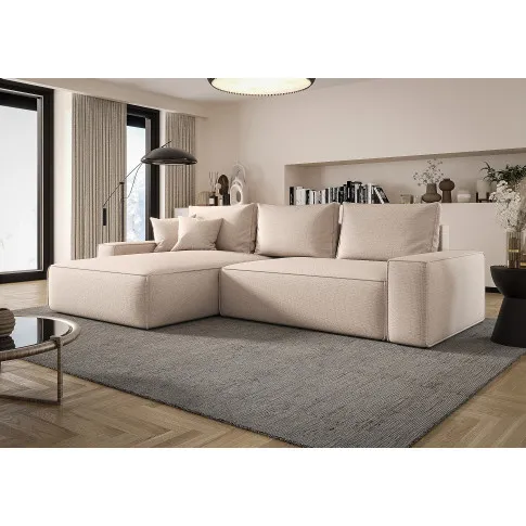 Wizualizacja wnętrza z kremowym narożnikiem Lusvane 3X