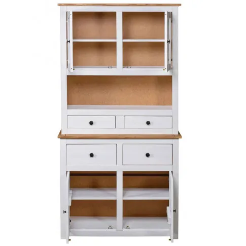 Szczegółowe zdjęcie nr 5 produktu Biały drewniany kredens - Romda