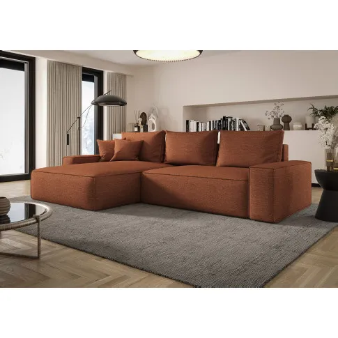 Wizualizacja wnętrza z rudym narożnikiem Lusvane 3X