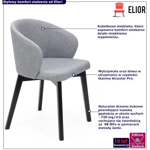 Fotografia Szare drewniane krzesło kubełkowe - Faro 3X z kategorii Krzesła wg koloru/stylu