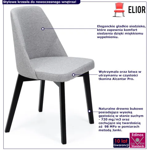 Fotografia Jasnoszare krzesło kubełkowe tapicerowane - Fima 3X z kategorii Krzesła wg koloru/stylu