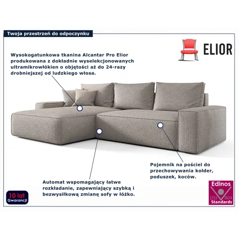 jasnoszary naroznik z pojemnikiem Lusvane