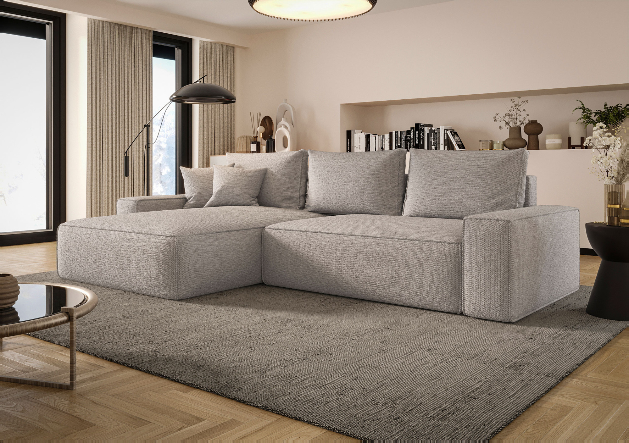 Aranżacja wnętrza z sofą w kolorze szary Lusvane 3X