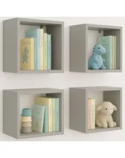 Komplet szarych kwadratowych półek dziecięcych - Sevios w sklepie Edinos.pl