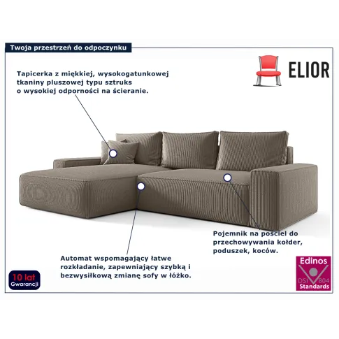 Jasnobrązowy narożnik Lusvane