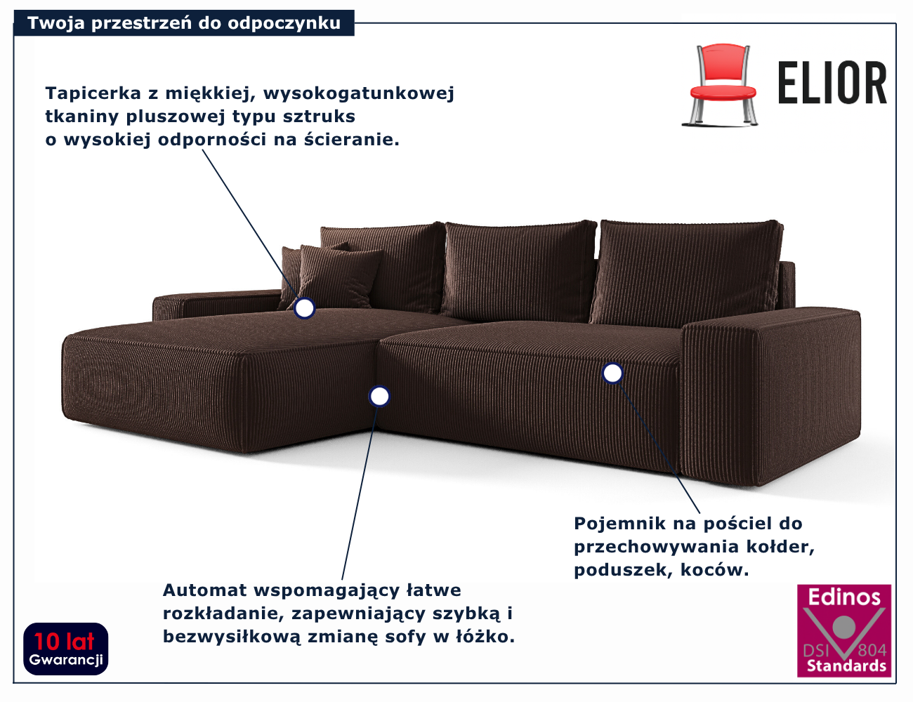 Brązowy narożnik w kształcie litery L Lusvane 4X