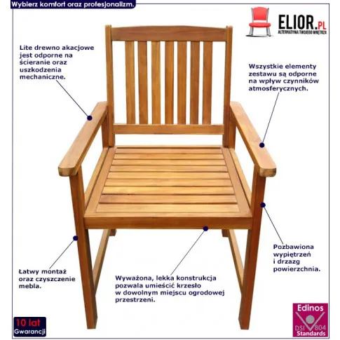 Zestaw drewnianych mebli ogrodowych Kint infografika