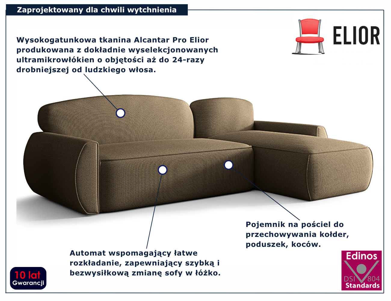Brązowy narożnik w kształcie litery L Selvori 3X