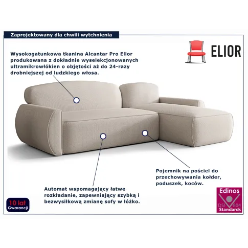 Narożnik tapicerowany Selvori 3X kremowy