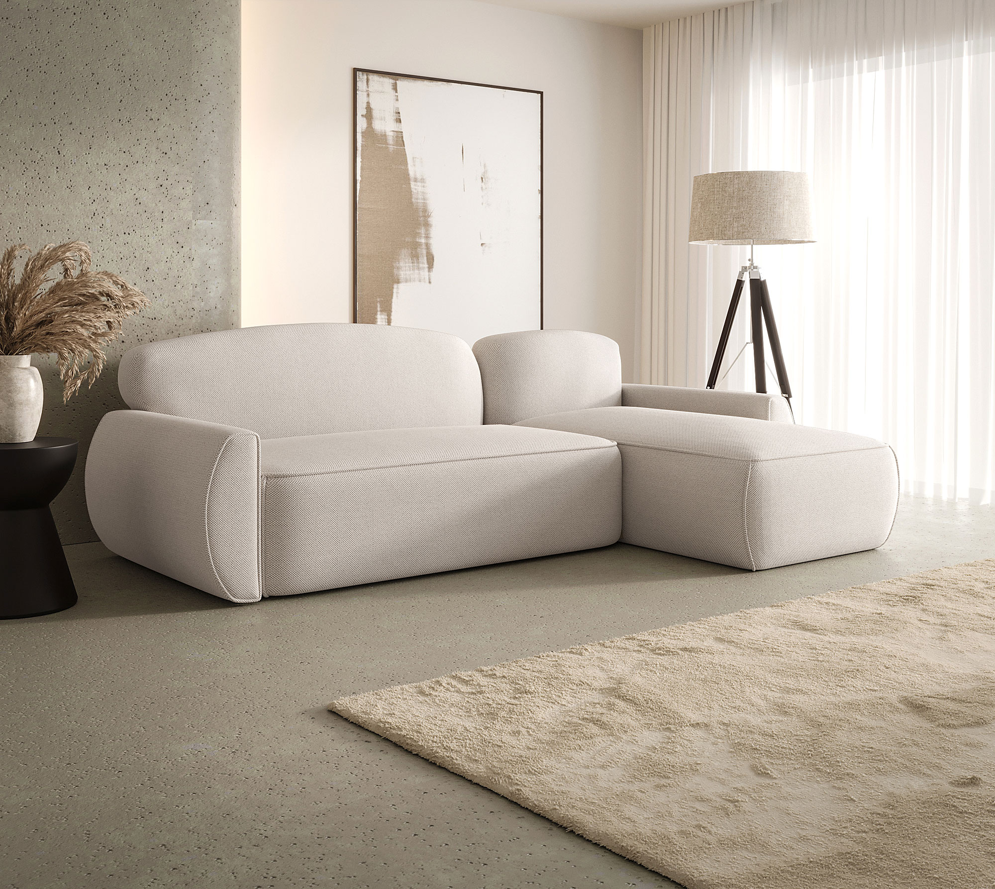Aranżacja wnętrza z sofą w kolorze kremowym Selvori 3X