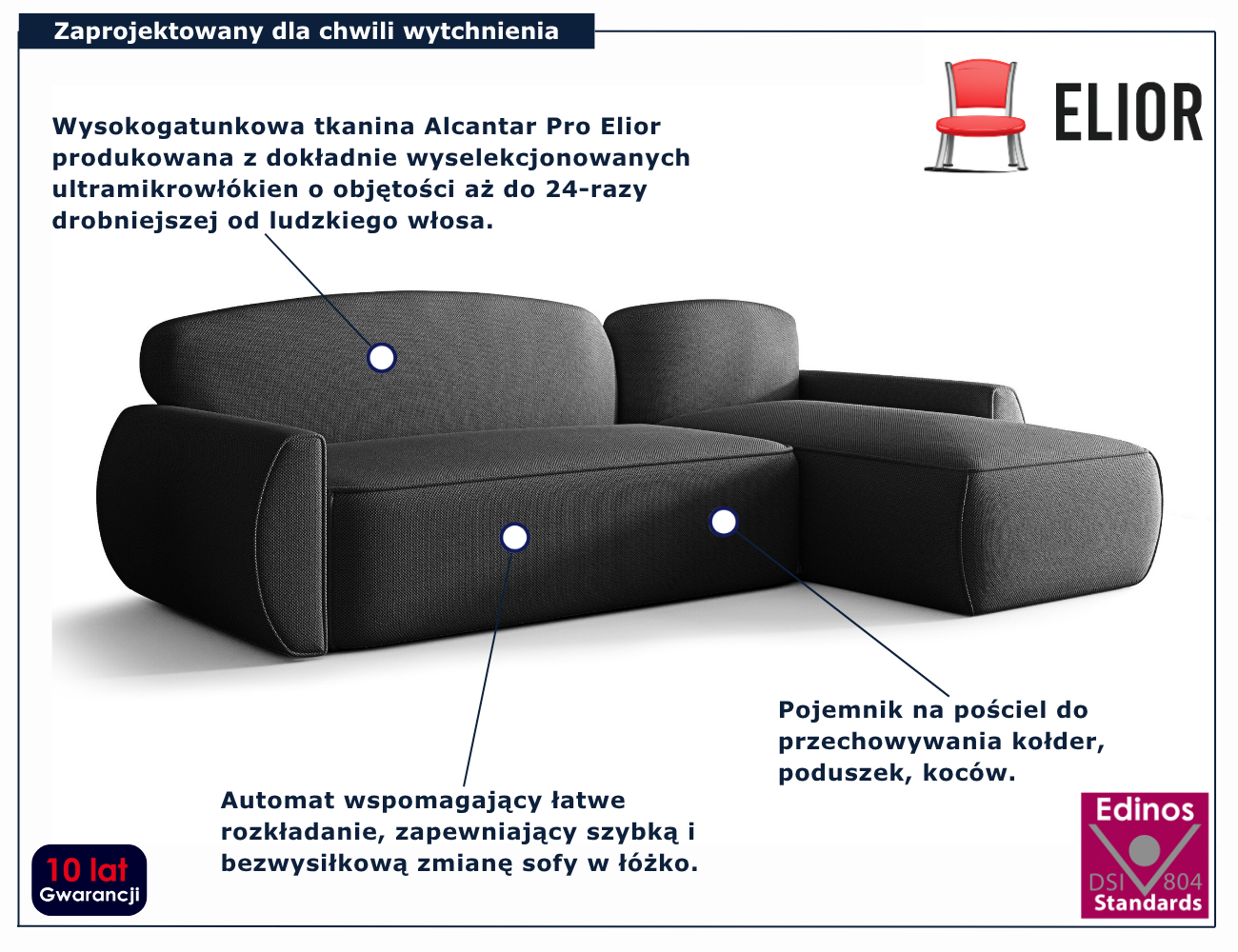 Grafitowy narożnik w kształcie litery L Selvori 3X