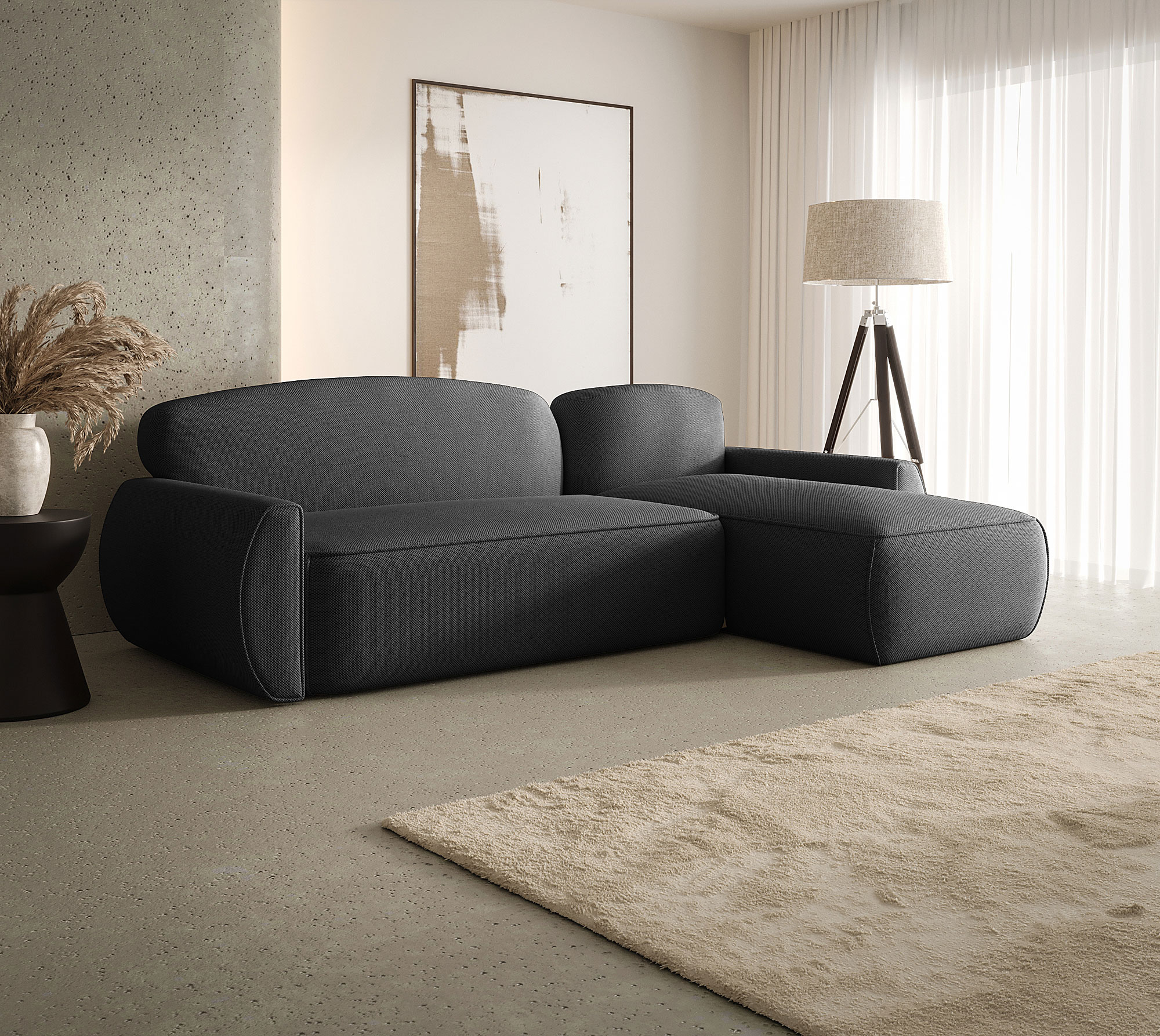 Aranżacja wnętrza z sofą w kolorze grafitowym Selvori 3X