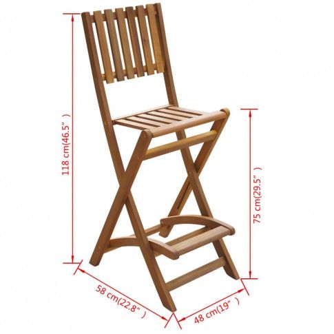 Drewniane krzesło ogrodowe Aliya wymiary