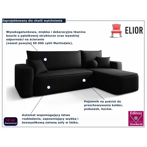 Narożnik tapicerowany Mossira 4X czarny