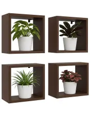 Kwadratowe półki wiszące na kwiaty wenge - Sevios w sklepie Edinos.pl