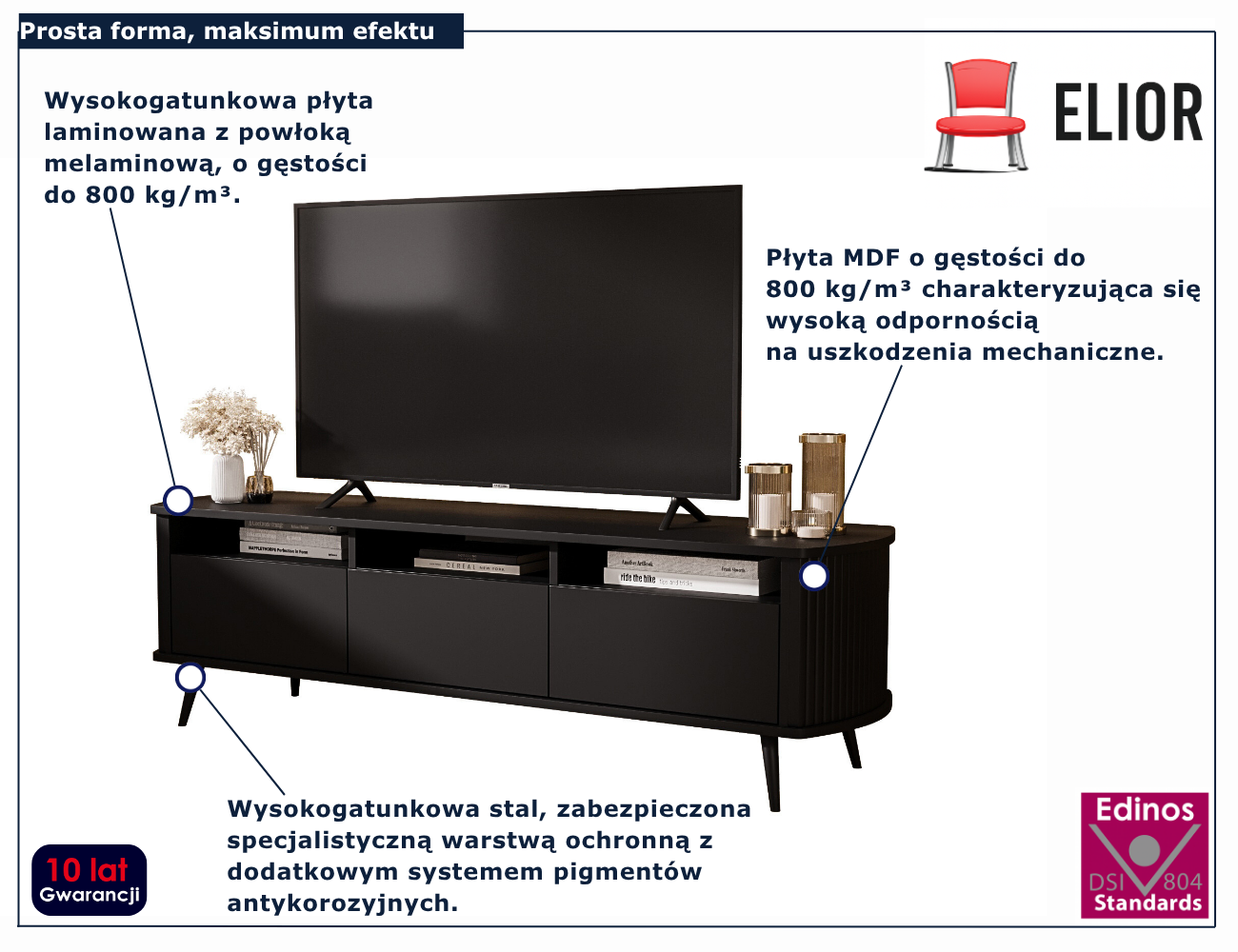 Szafka pod telewizor w kolorze czarnym Ellmora