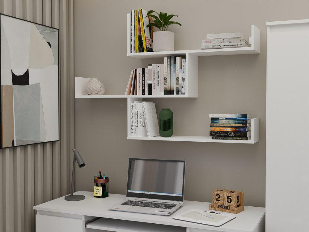 wizualizacja półek nad biurko