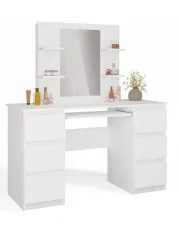 Biała toaletka z lustrem z szafkami - Lavoxo 3X w sklepie Edinos.pl