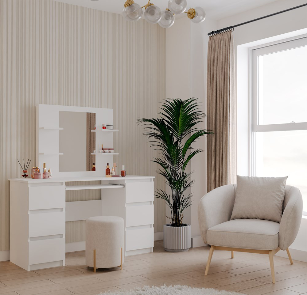 wizualizacja toaletki w sypialni