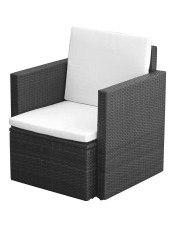 Czarny polirattanowy fotel ogrodowy - Leslie w sklepie Edinos.pl