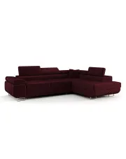 Bordowy narożnik welurowy z funkcją spania - Tavesso 3X w sklepie Edinos.pl