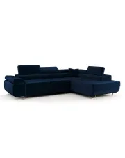Granatowy narożnik welurowy z funkcją spania - Tavesso 3X w sklepie Edinos.pl