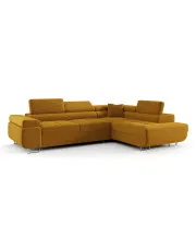 Żółty rozkładany narożnik sztruksowy - Tavesso 4X w sklepie Edinos.pl